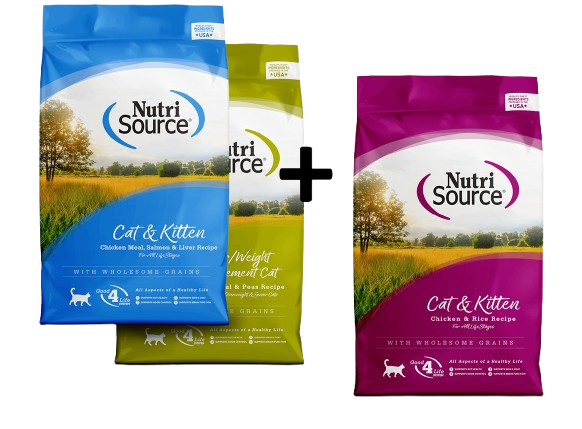 2+1 נוטרי סורס Nutri Source מזון לחתולים בטעמים שונים 1.8 ק"ג