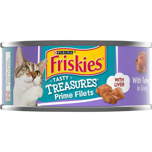 פריסקיז שימורי נתחי הודו וכבד 156 גרם Friskies Tasty Treasures 