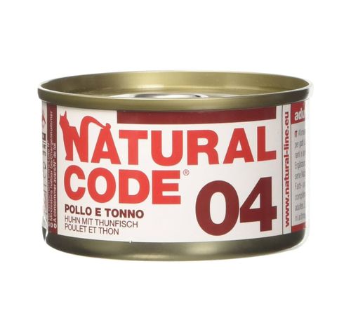 שימור NATURAL CODE נטורל קוד 04 עוף וטונה לחתול 85 גר