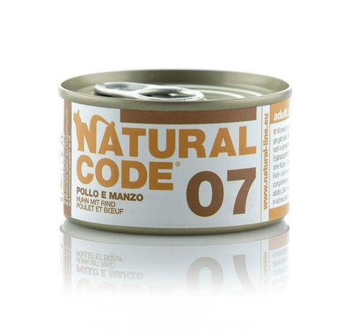 שימור NATURAL CODE נטורל קוד 07 עוף ובקר לחתול 85 גר