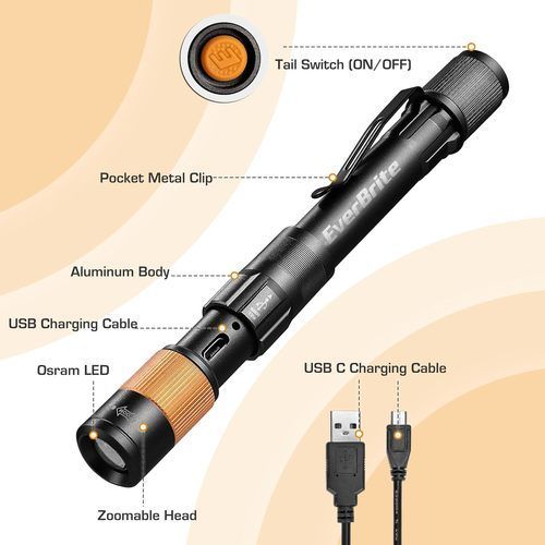 פנס עט נטען EVERBRITE E101085 300LM