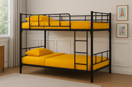 NEW YORK – מיטת קומותיים ממתכת שחורה בעיצוב מודרני ויציב