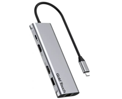 תחנת עגינה Gold Touch SU-C13 עם חיבורי USB-C, HDMI, LAN ו-USB, וקורא כרטיסי SD/TF לחיבור וטעינת מכשירים בקלות