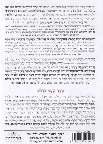 ברכת המזון - דגם  עלים זהב