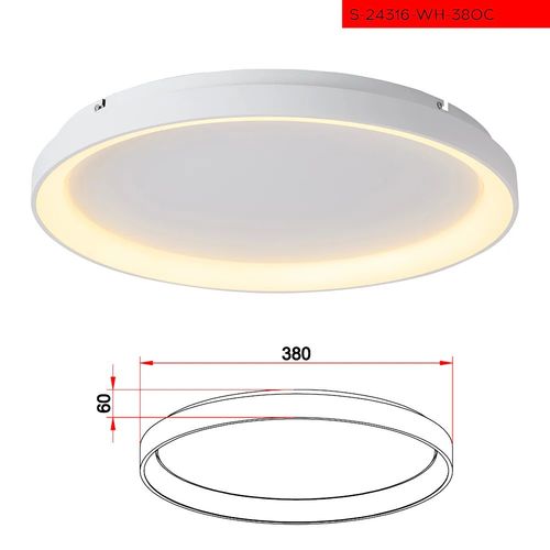 CCT 38CM 40W צמוד תקרה ורונה לד קוטר לבן