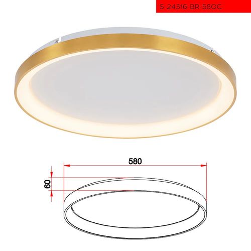 CCT 58CM 60W צמוד תקרה ורונה לד קוטר פליז