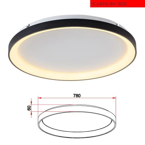 CCT 78CM 80W צמוד תקרה ורונה לד קוטר שחור