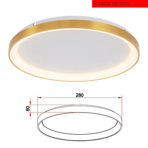 CCT 28CM 30W צמוד תקרה ורונה לד קוטר פליז