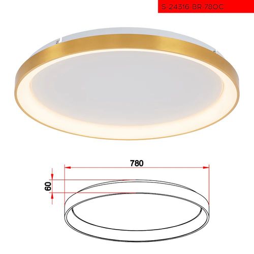 CCT 78CM 80W צמוד תקרה ורונה לד קוטר פליז