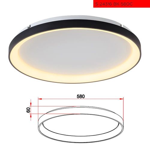 CCT 58CM 60W צמוד תקרה ורונה לד קוטר שחור