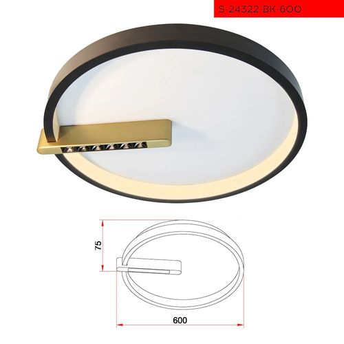 60CM 12W+ 60W צמוד תקרה אורבינו שחור לד לד קוטר