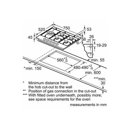 כיריים גז 75 ס