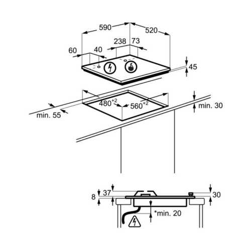 כיריים גז זכוכית שחורה Electrolux KGG6437K