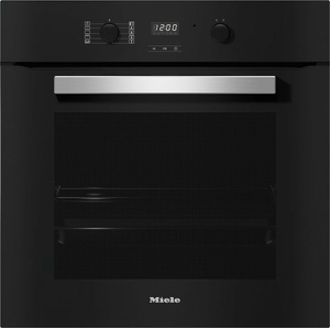 תנור בנוי חד תאי Miele H2457 BP ACTIVE, שחור מלא עם ידית נירוסטה ומסילות טלסקופיות, רוחב 59.5 ס"מ, נפח 76 ליטר