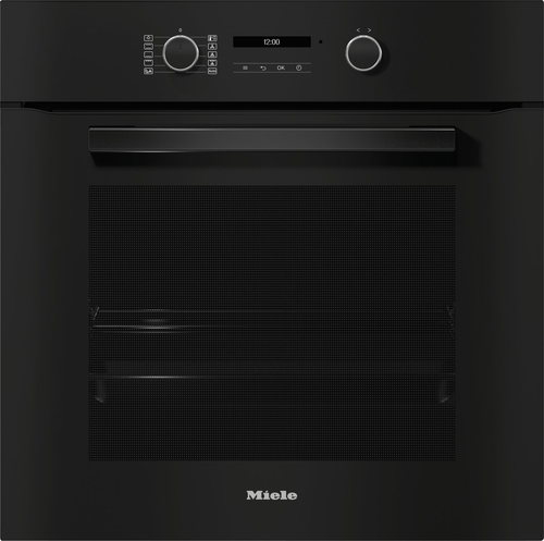 תנור בנוי חד תאי Miele H2457 BP ACTIVE, שחור מלא עם ידית שחורה, מסילות טלסקופיות, רוחב 59.5 ס