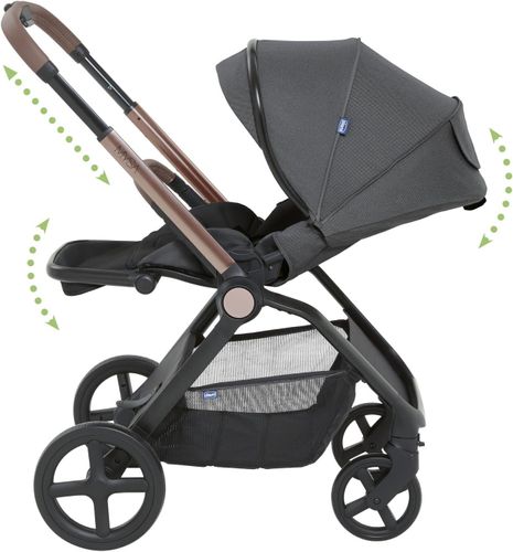 מיסה MYSA עגלת תינוק פרימיום דו-כיוונית - אפור שחור Black Satin