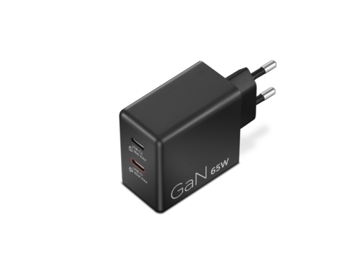 מטען Lenovo Dual USB-C 65W GaN Charger G0A6065BEU - צבע שחור