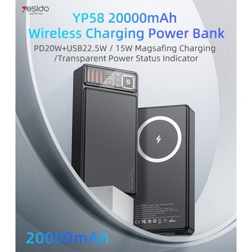 מטען נייד אלחוטי YP58 20000mAh YESIDO