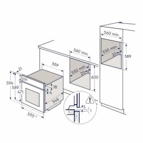 תנור בנוי חד תאי פירוליטי Electrolux EOP6526V לבן – רוחב 59.4 ס