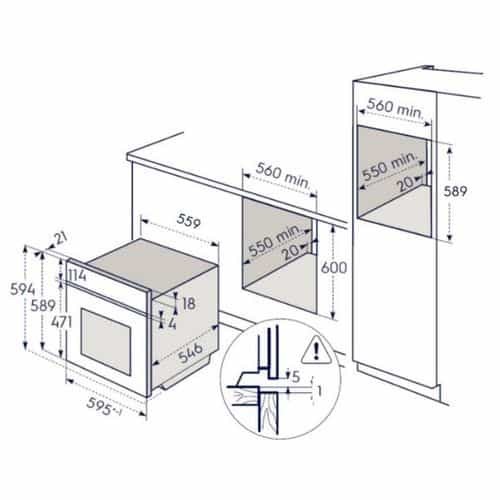 תנור בנוי פירוליטי חד תאי Electrolux EOP7528X שחור – רוחב 59.4 ס