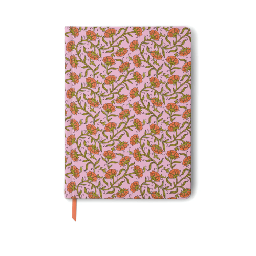 מחברת פלאנר שורה בכריכה קשה: Pink Vintage Floral