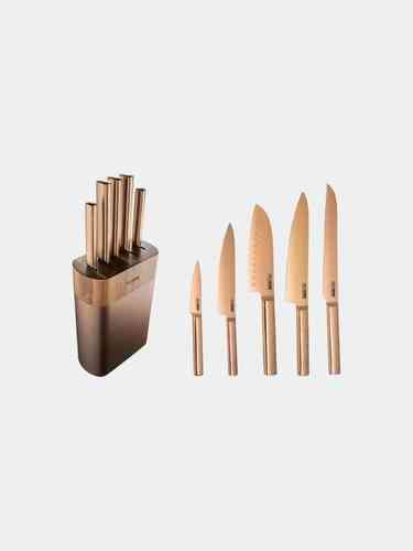 טאנטו ברונזה סט 5 סכינים עם מעמד ARCOSTEEL