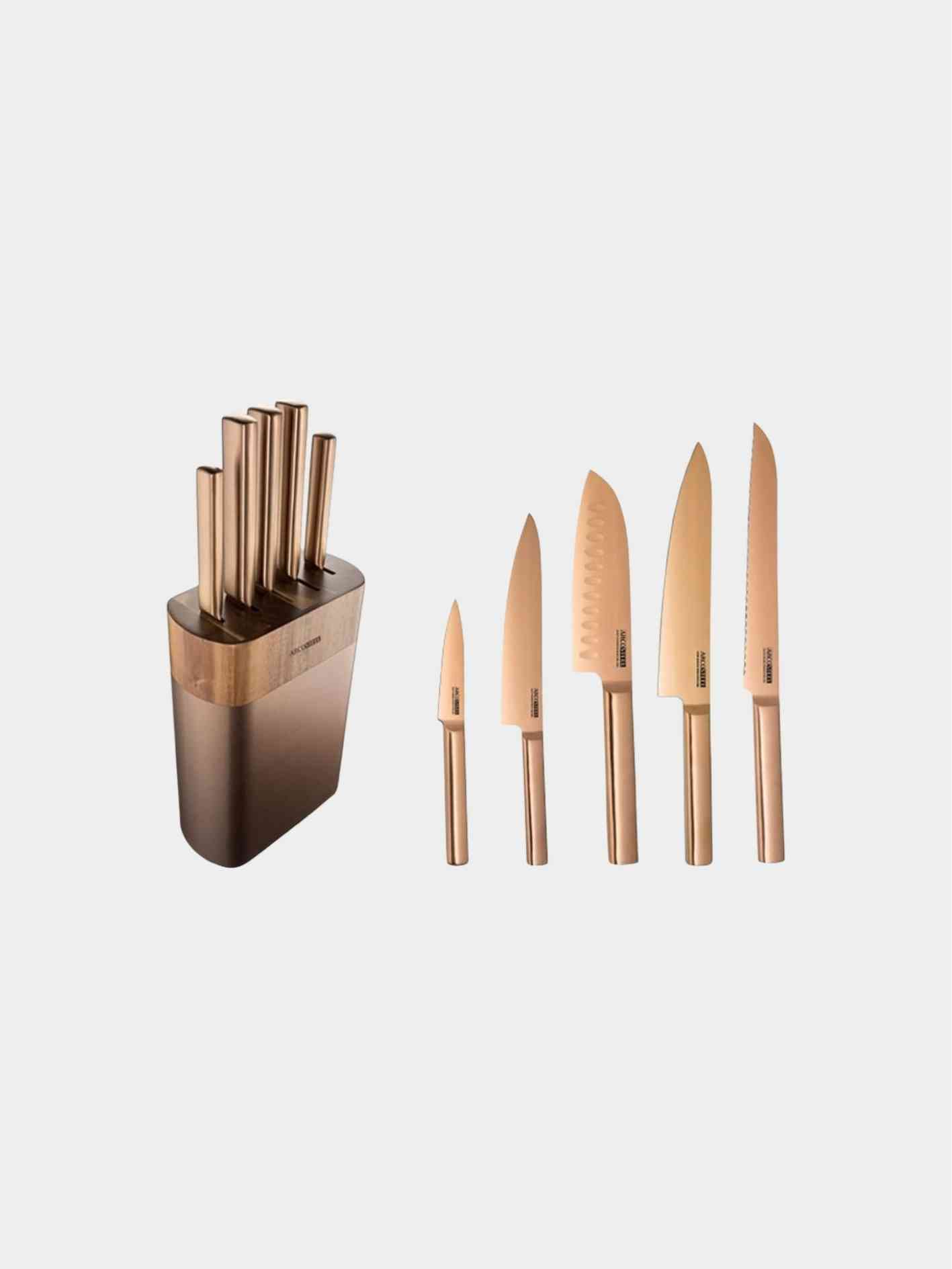 טאנטו ברונזה סט 5 סכינים עם מעמד ARCOSTEEL