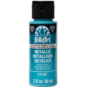 צבע אקריליק מטלי 59 מ"ל Turquoise Shimmer 99230 FolkArt