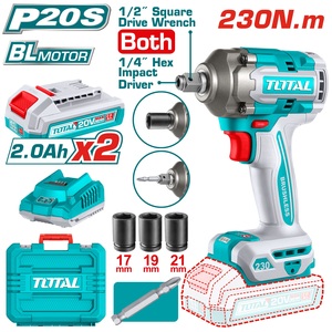 סט מברגת אימפקט מפתח רטיטה (230NM) כולל סוללות 2Ah ומטען Total