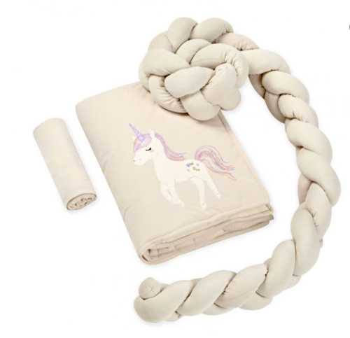 סט מצעים לעריסה עם נחשוש קלוע קורדורוי Unicorn