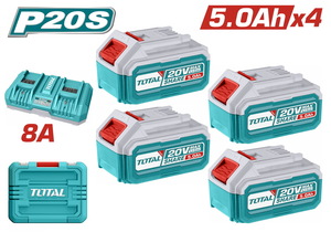 סט 4 סוללות 5Ah ומטען כפול Total 20V