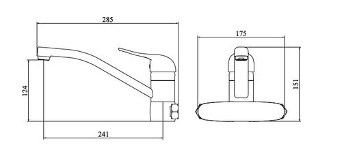 שירטוט ברז קיר למטבח 2307BL שחור מט SIVANOFIR