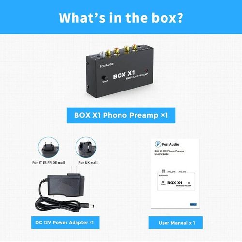 קדם-מגבר לפטיפון Fosi Audio BOX X1-MM עם יציאת אוזניות 3.5 מ
