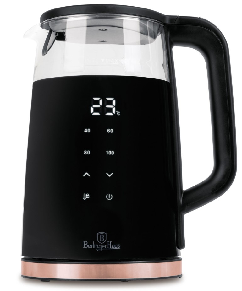 קומקום זכוכית חשמלי 1.7 ליטר Berlinger Haus Black Rose BH9477