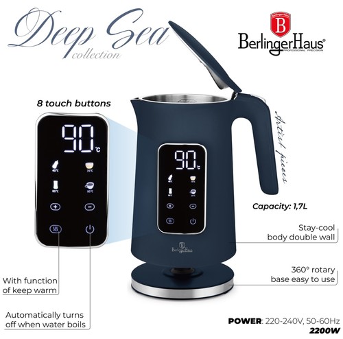 קומקום דיגיטלי חשמלי 1.7 ליטר Berlinger Haus Deep Sea BH9767