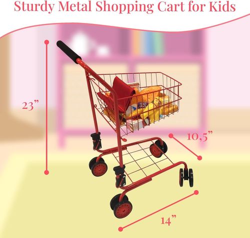 עגלת קניות מתכת עם מצרכים 