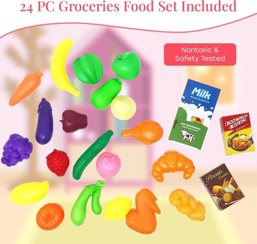 עגלת קניות מתכת עם מצרכים 