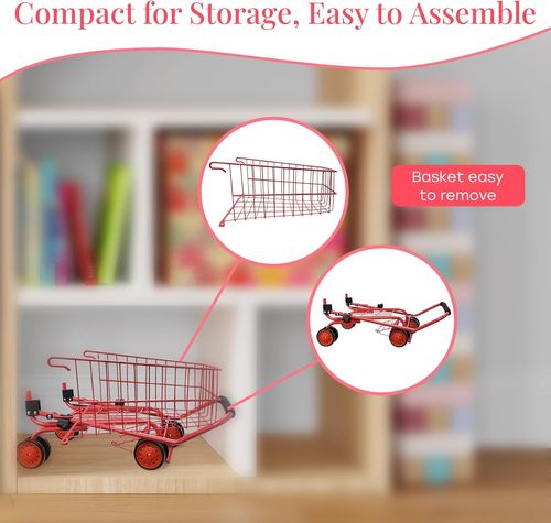 עגלת קניות מתכת עם מצרכים 