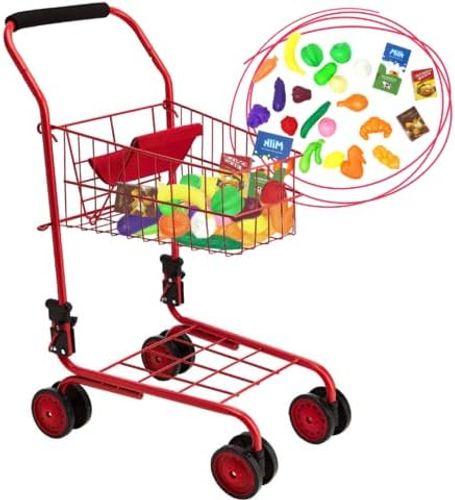 עגלת קניות מתכת עם מצרכים 