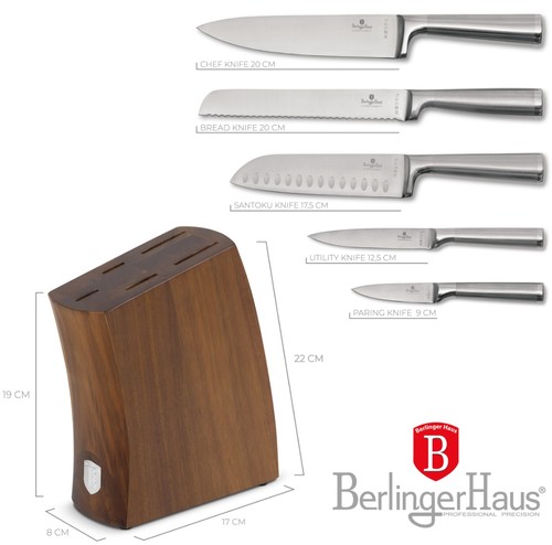 סט סכינים יוקרתי עם מעמד עץ אקציה Berlinger Haus BH3124