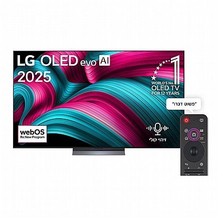 טלויזיה EVO LG OLED אל ג'י 77 אינץ' 4K סדרה OLED77C56LA דגם 2025 - משווק מורשה של היבואן הרשמי ח.י
