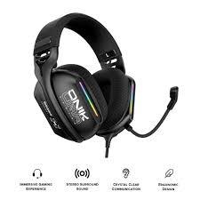 אוזניות גיימינג Onikuma X12 עם חוט USB, תאורת RGB, אוזניות גיימר ספורט אלקטרוניות ומיקרופון חיצוני רב-כיווני