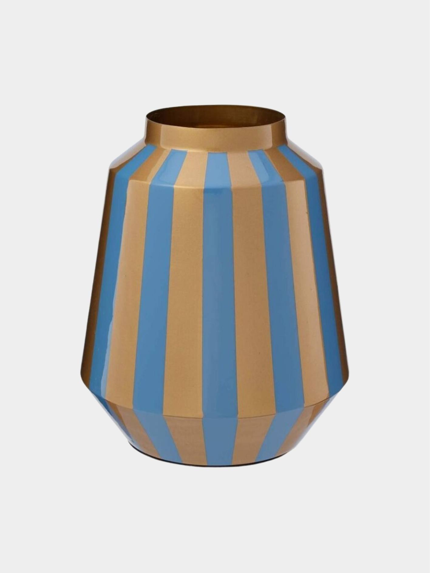 Delight אגרטל מתכת פסים תכלת זהב 29 ס”מ PIP STUDIO