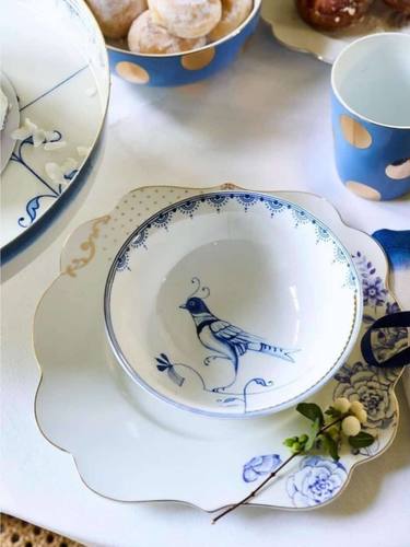 The Blue Bird סט 6 קעריות למרק כחול לבן קוטר 15 ס”מ PIP STUDIO