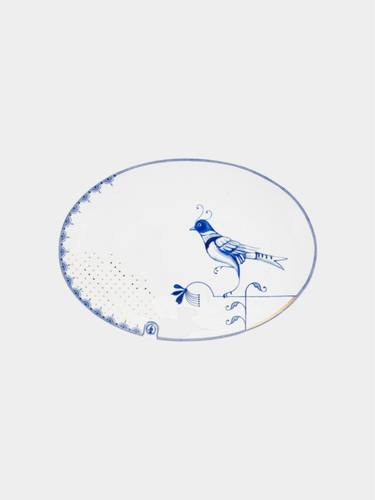 The Blue Bird מגש אובלי 30/21.5 ס”מ כחול לבן PIP STUDIO