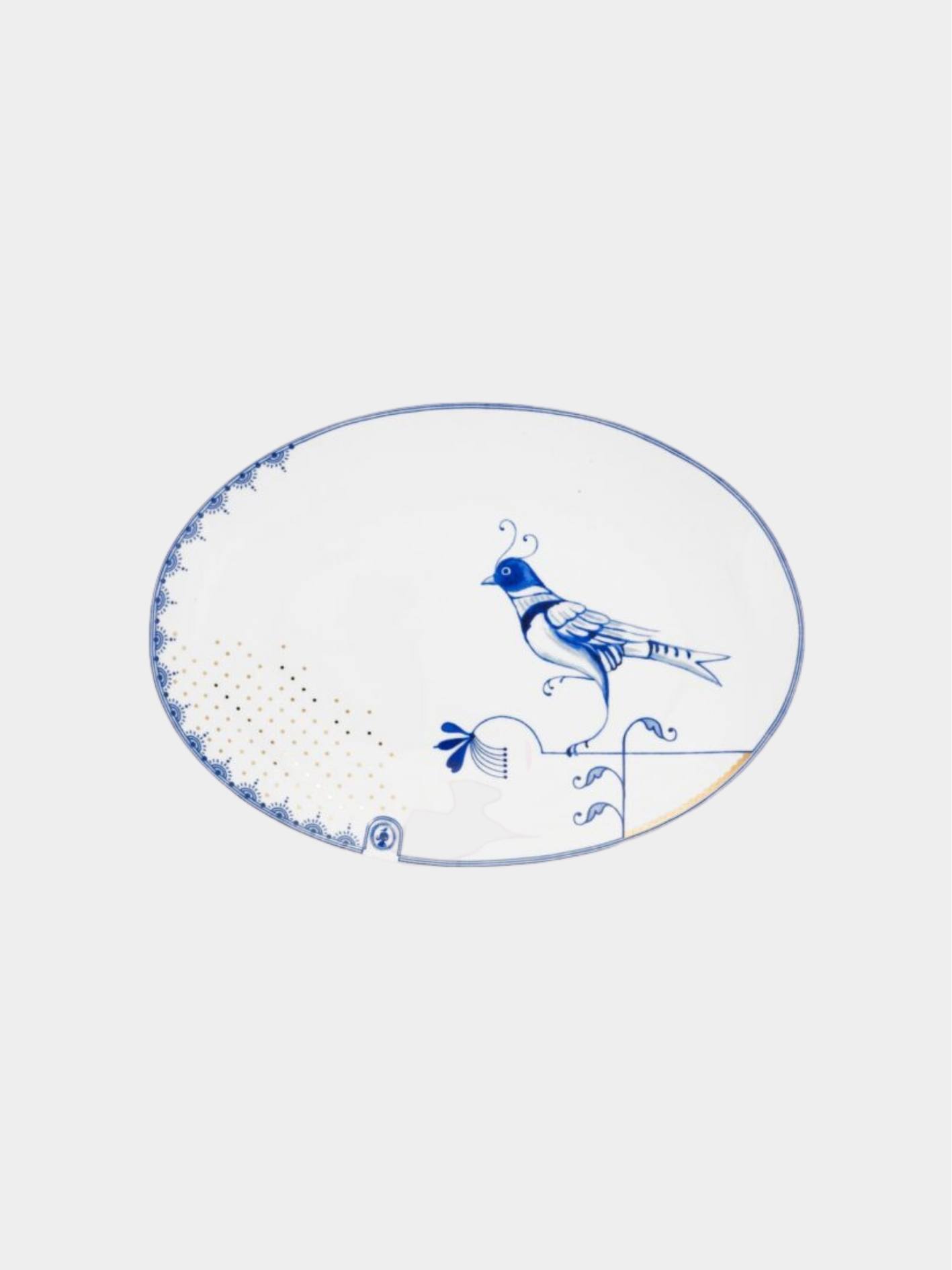 The Blue Bird מגש אובלי 30/21.5 ס”מ כחול לבן PIP STUDIO