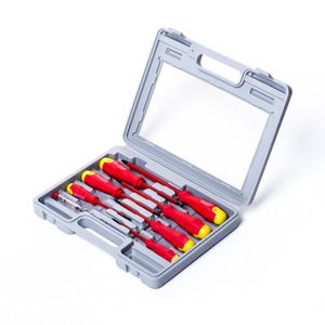 סט 7 מברגים מבודדים (פיליפס + שטוח) 1000V+ טסטר במזוודת פלסטיק