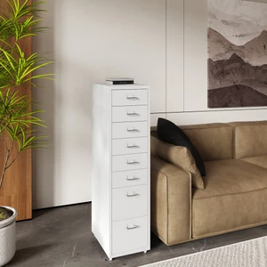 ארונית מתכת לבן 8 מגירות עם גלגלים-Size: W280*D410*H1098mm