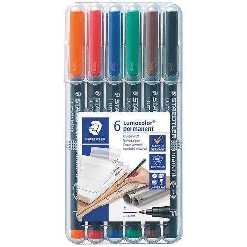 סט טוש F פרמננט 6 יח' STAEDLER