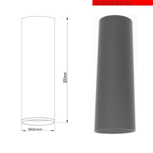 GU10 30CM צילנדר טאצ' שחור